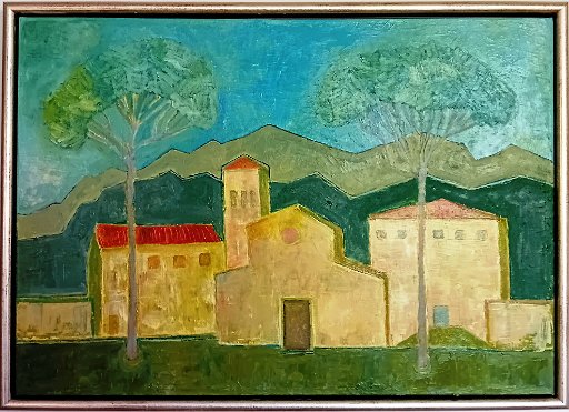 Dorpsgezicht in toscane.jpg - Dorpsgezicht in Toscane, olieverf op doek, 70x50cm